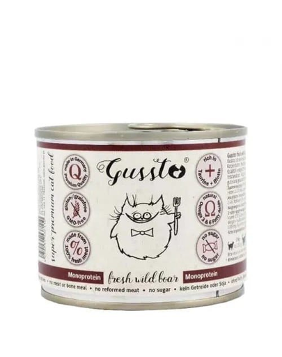 GUSSTO Cat Fresh Wild Boar conserva hrana umeda pisici 12x200 g cu vitel